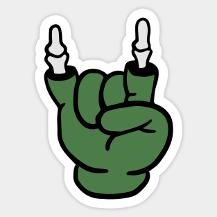 Retro Zombie Hand Rock On Cartoon Sticker